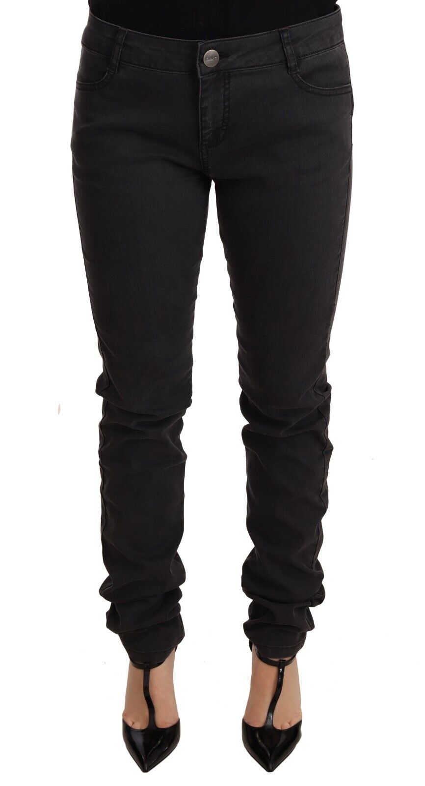  - Chic Mid Waist Skinny Black Denim