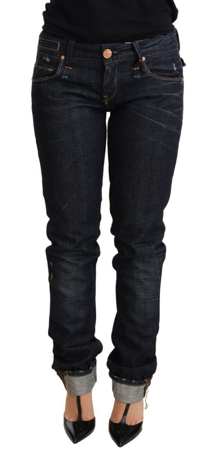  - Elegant Low Waist Skinny Dark Blue Jeans