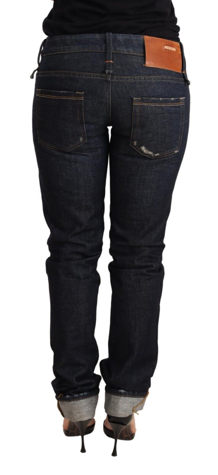  - Elegant Low Waist Skinny Dark Blue Jeans