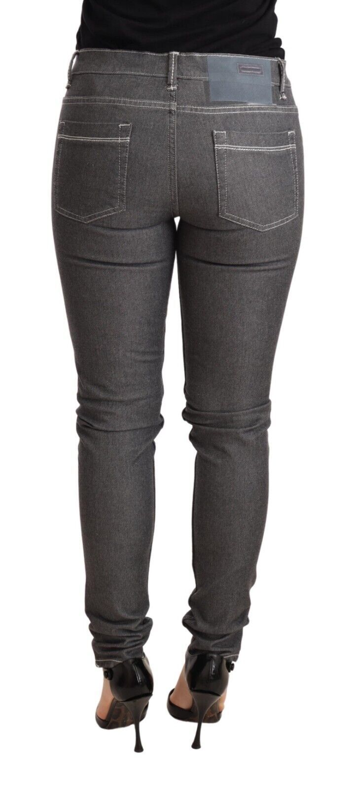  - Elegant Gray Mid Waist Skinny Jeans