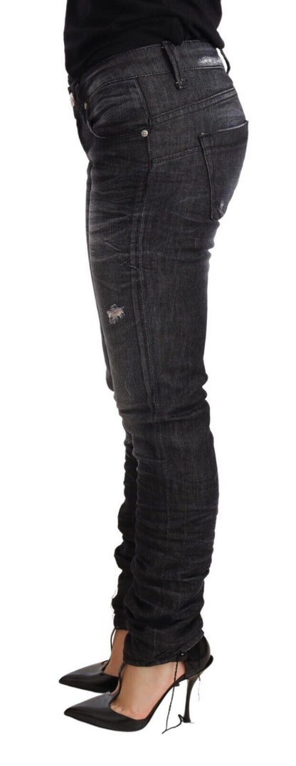  - Elegant Low Waist Skinny Black Denim