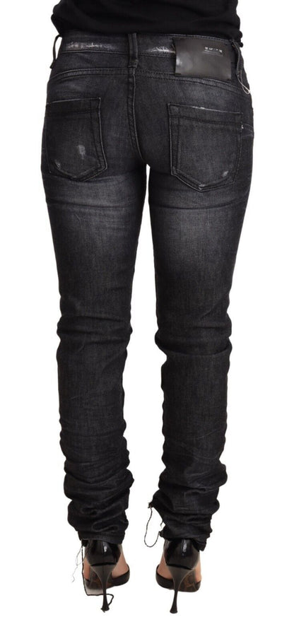  - Elegant Low Waist Skinny Black Denim