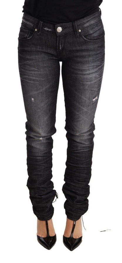  - Elegant Low Waist Skinny Black Denim