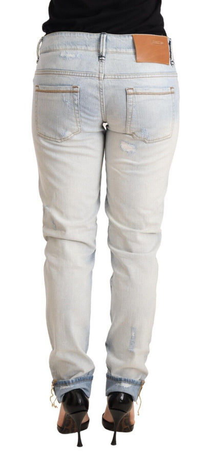  - Chic Light-Blue Folded Hem Denim Jeans