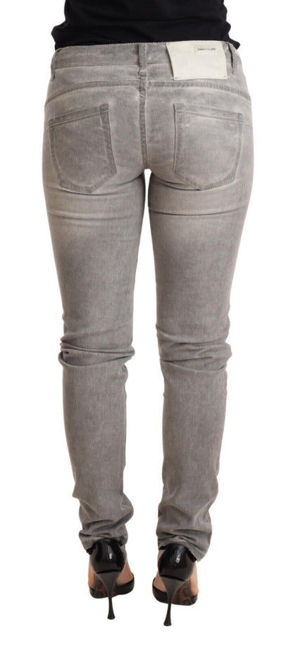  - Chic Gray Washed Slim Fit Cotton Jeans