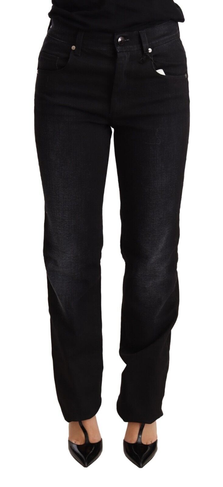  - Chic Black Washed Straight Cut Jeans