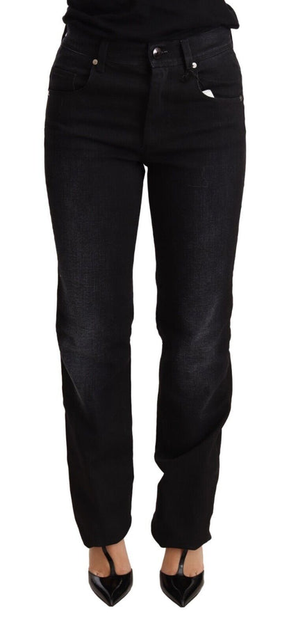  - Chic Black Washed Straight Cut Jeans