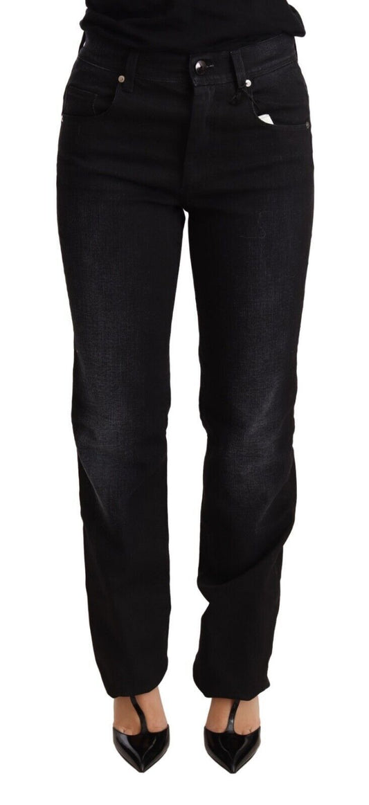  - Chic Black Washed Straight Cut Jeans