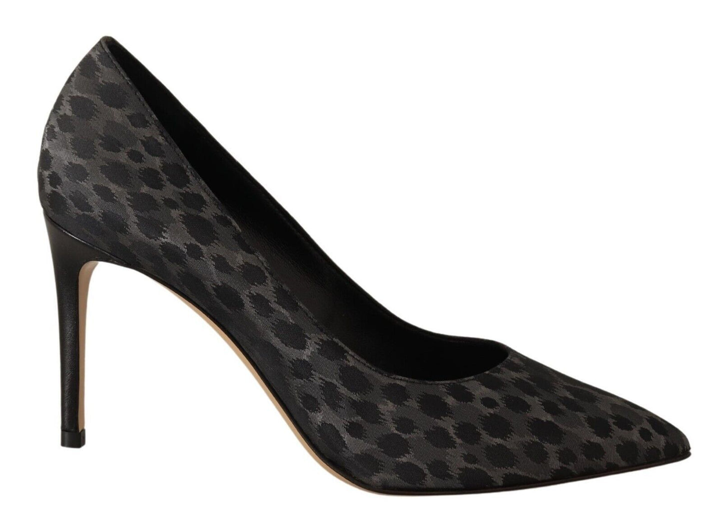  - Elegant Black Leopard Print Leather Heels