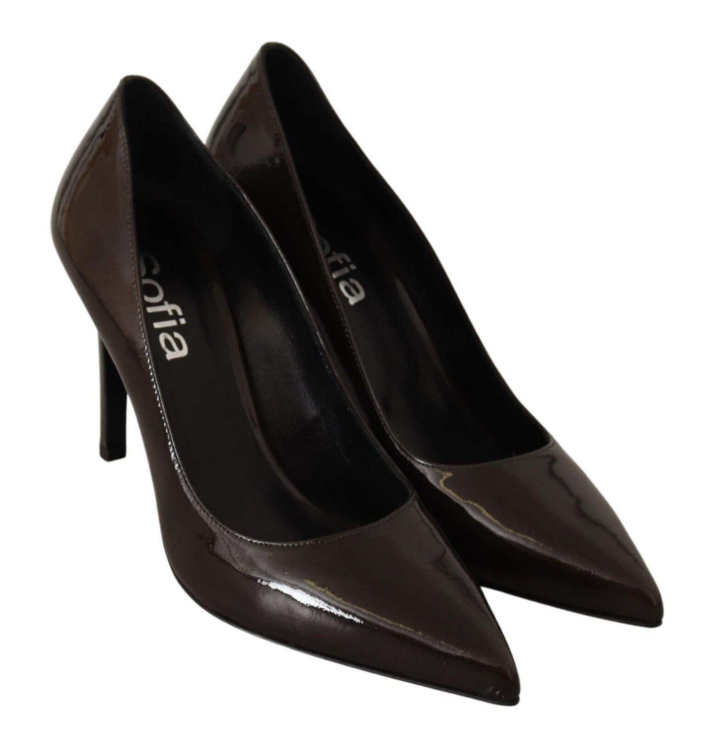  - Elegant Brown Leather Heels Pumps