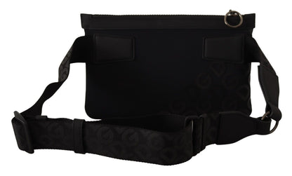  - Sleek Black Monogram Neoprene Fanny Pack