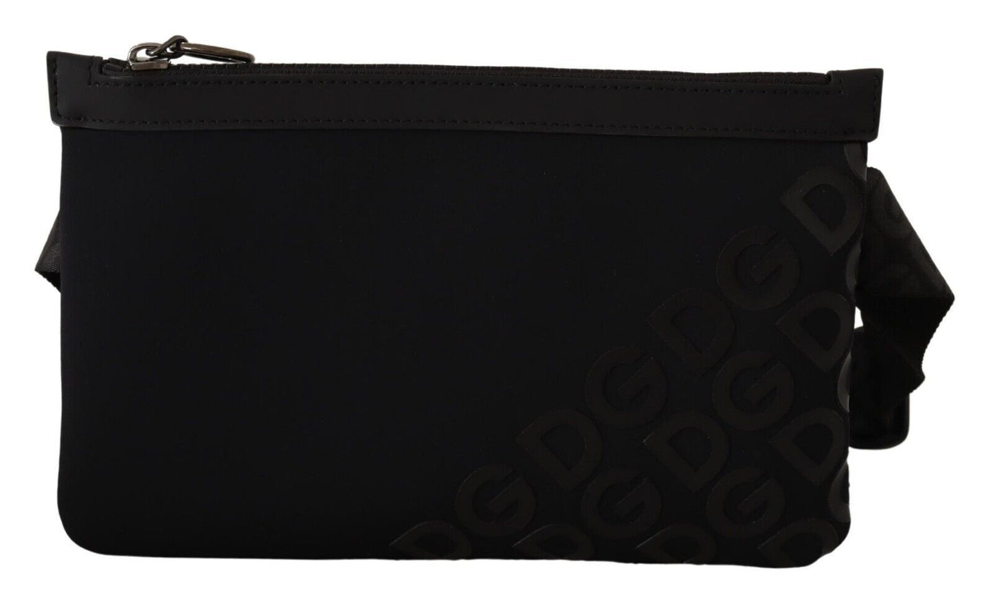  - Sleek Black Monogram Neoprene Fanny Pack