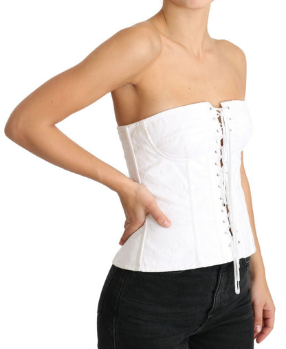  - Elegant White Strapless Corset Top