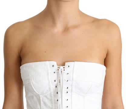  - Elegant White Strapless Corset Top