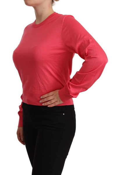  - Elegant Pink Silk Crewneck Sweater