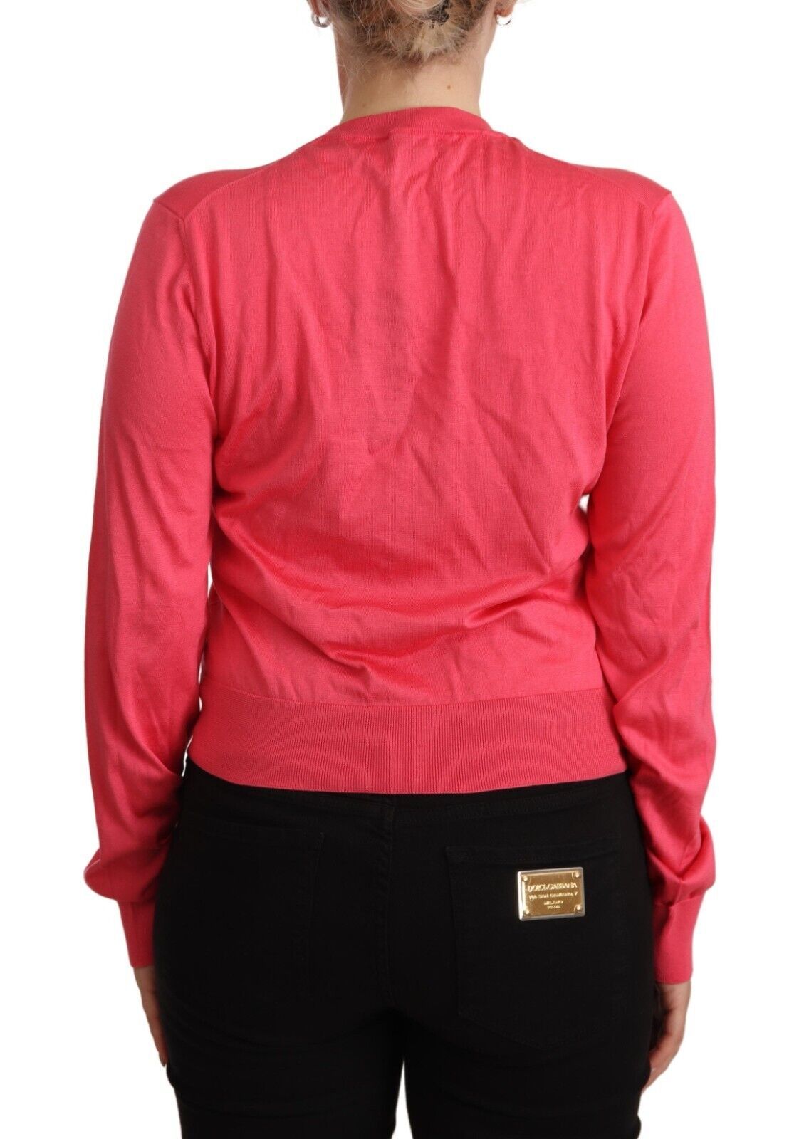  - Elegant Pink Silk Crewneck Sweater