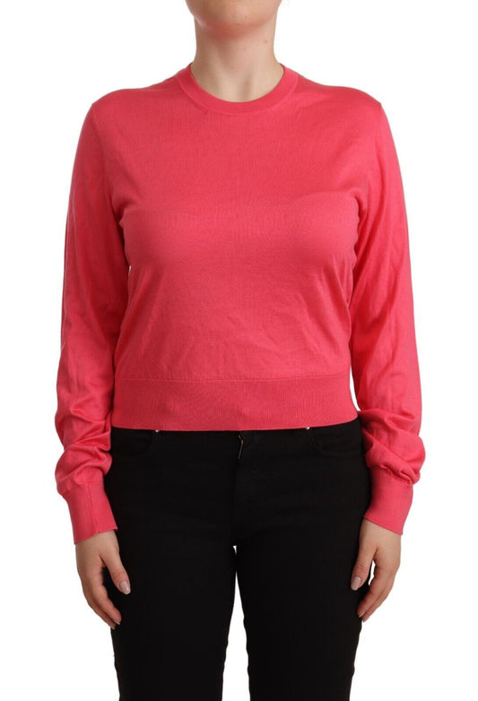  - Elegant Pink Silk Crewneck Sweater