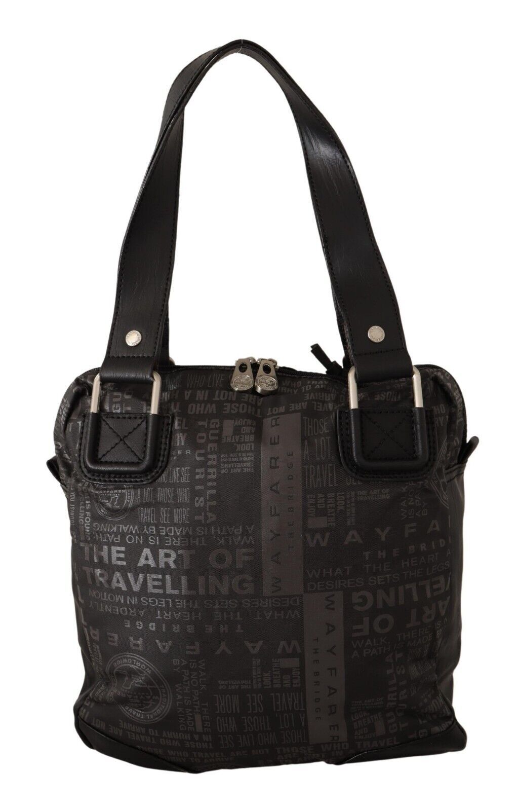  - Chic Black and Gray Fabric Shoulder Handbag