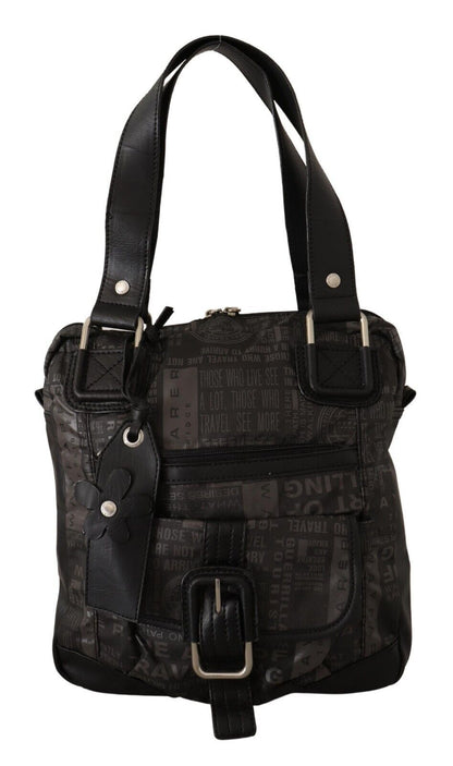  - Chic Black and Gray Fabric Shoulder Handbag