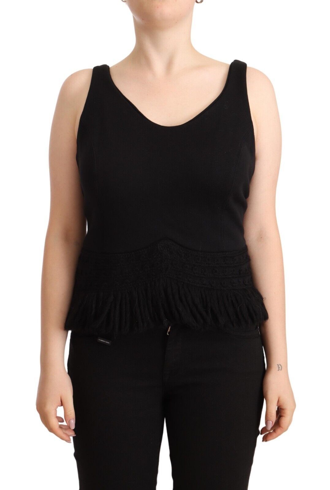  - Chic Sleeveless Designer Tank Top in Black