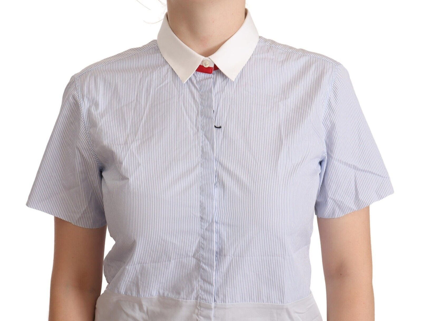  - Chic Light Blue Polished Cotton Polo Top