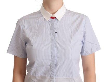  - Chic Light Blue Polished Cotton Polo Top