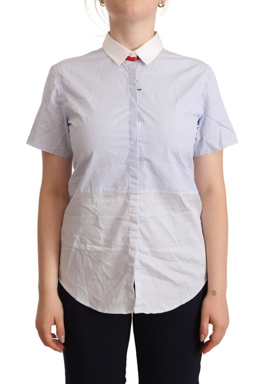  - Chic Light Blue Polished Cotton Polo Top