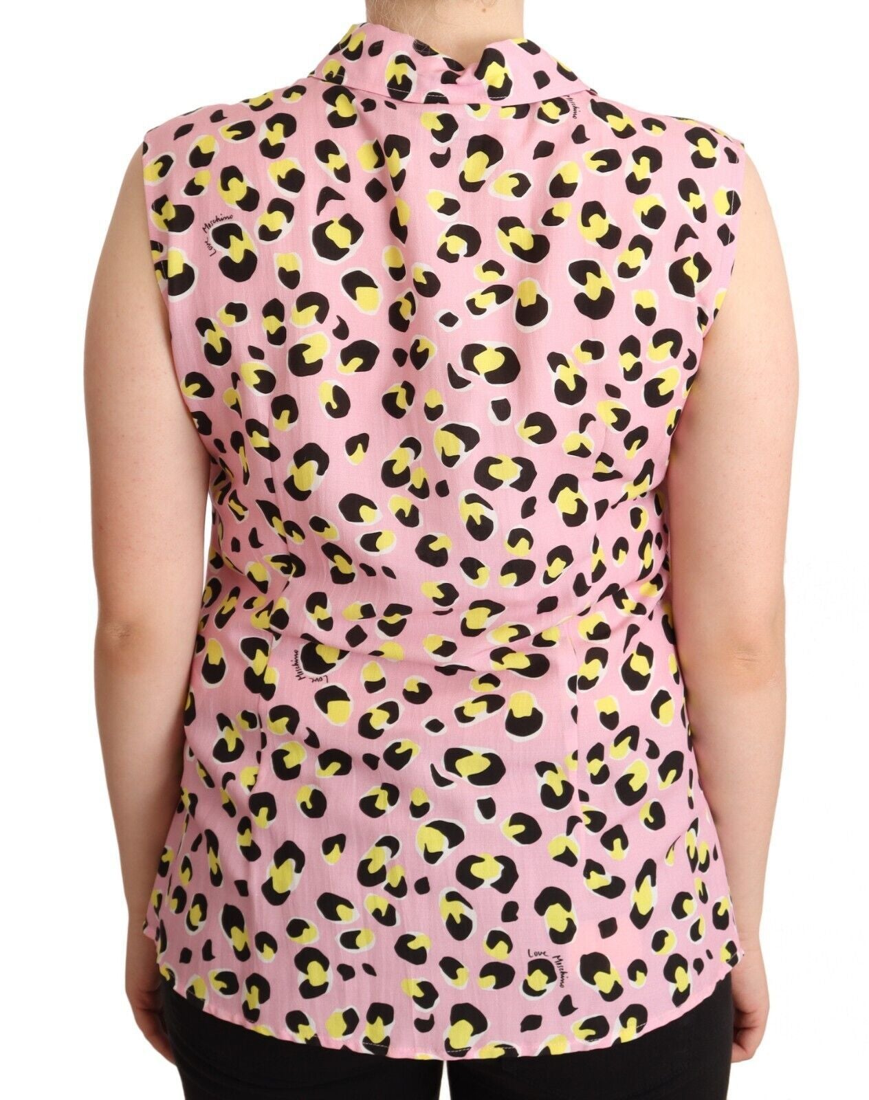  - Sleeveless Leopard Print Polo Top