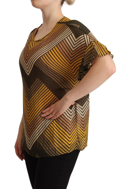  - Chic Multicolor Striped Short Sleeve Blouse