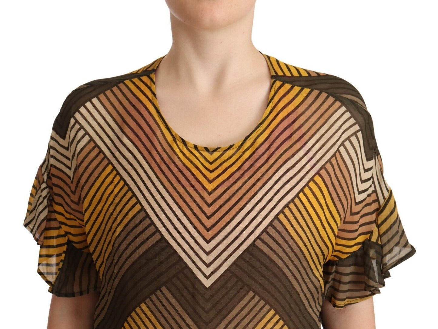  - Chic Multicolor Striped Short Sleeve Blouse