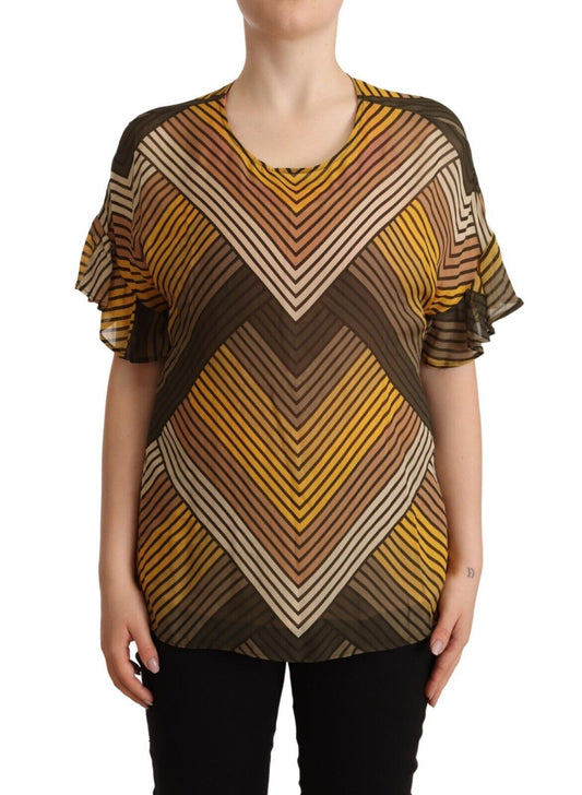  - Chic Multicolor Striped Short Sleeve Blouse