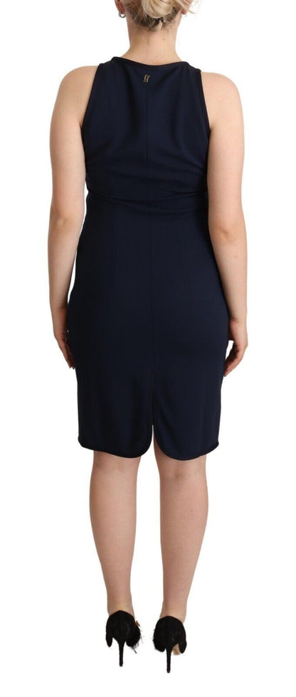  - Sleeveless Navy Knee-Length Sheath Dress