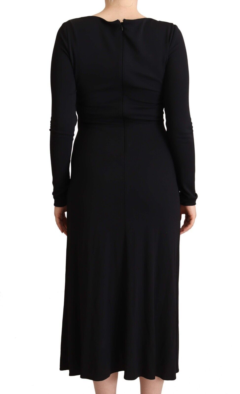  - Elegant Black Nylon Stretch Maxi Dress