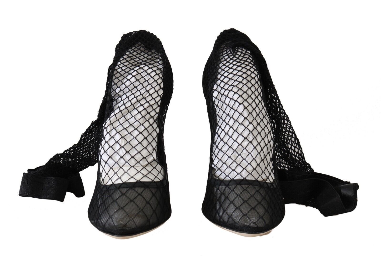 Elegant Netted Sock Pumps in Timeless Black