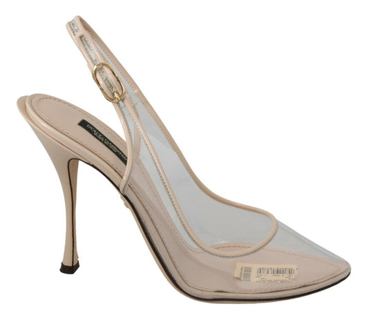  - Elegant Nude Beige Slingback Heels