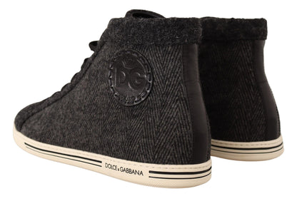  - Elegant High Top Cotton/Wool Sneakers