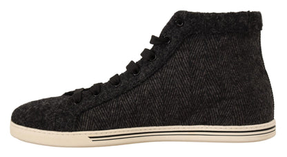  - Elegant High Top Cotton/Wool Sneakers