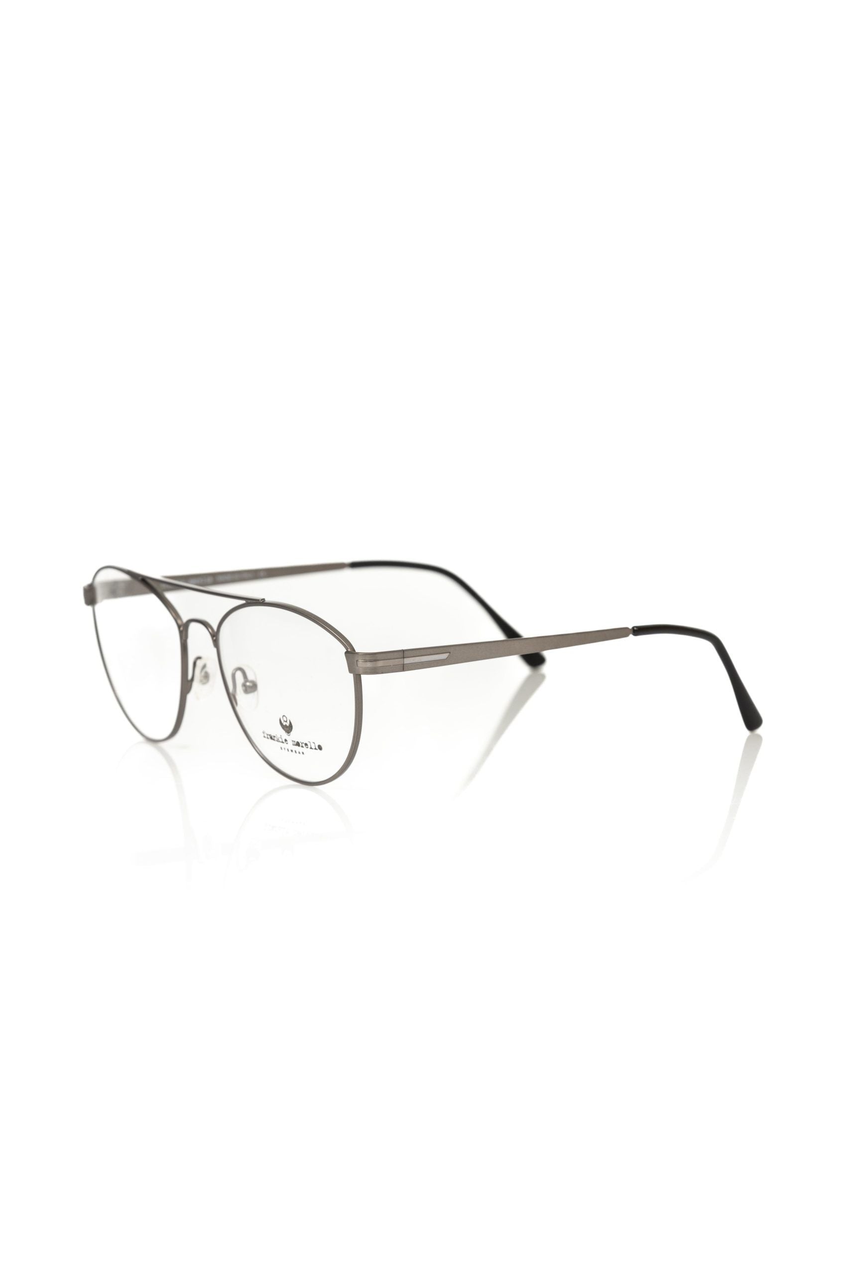 Frankie Morello Gray Metallic Unisex Eyeglasses – Aviator Model