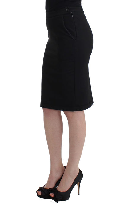  - Chic Black Pencil Skirt Knee Length with Side Zip