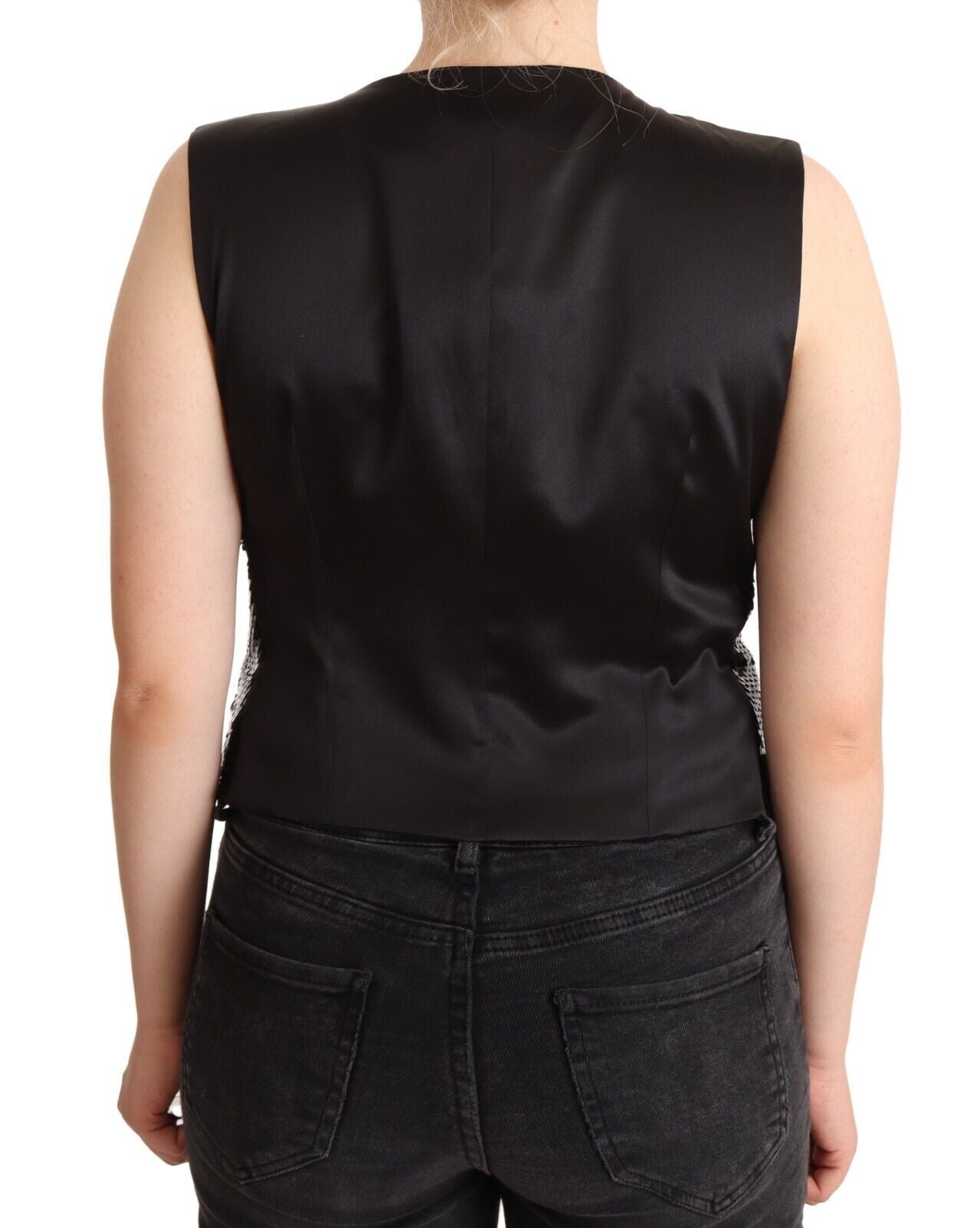  - Elegant Black Sequined Sleeveless Vest Top