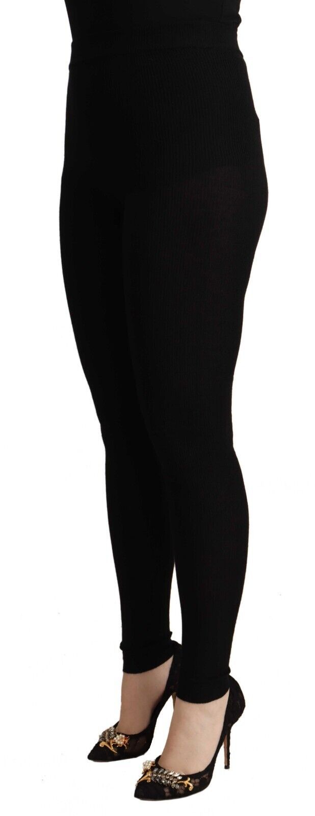  - Black High Waist Cashmere Tights Pants