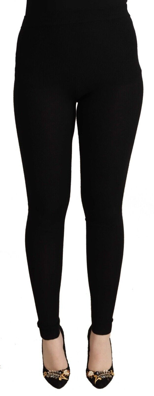  - Black High Waist Cashmere Tights Pants