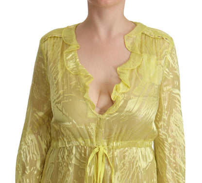  - Sunshine Silk Blend Maxi Dress - Long Sleeves & Plunge