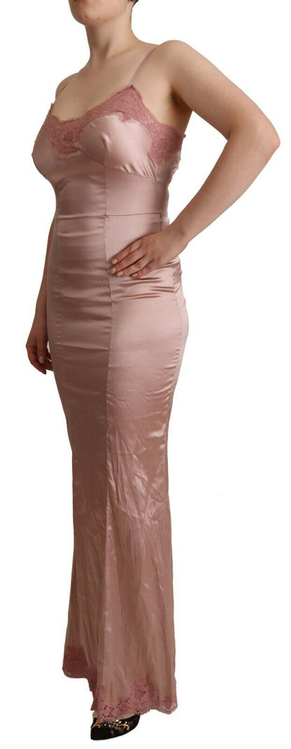  - Elegant Pink Lace Maxi Bodycon Dress