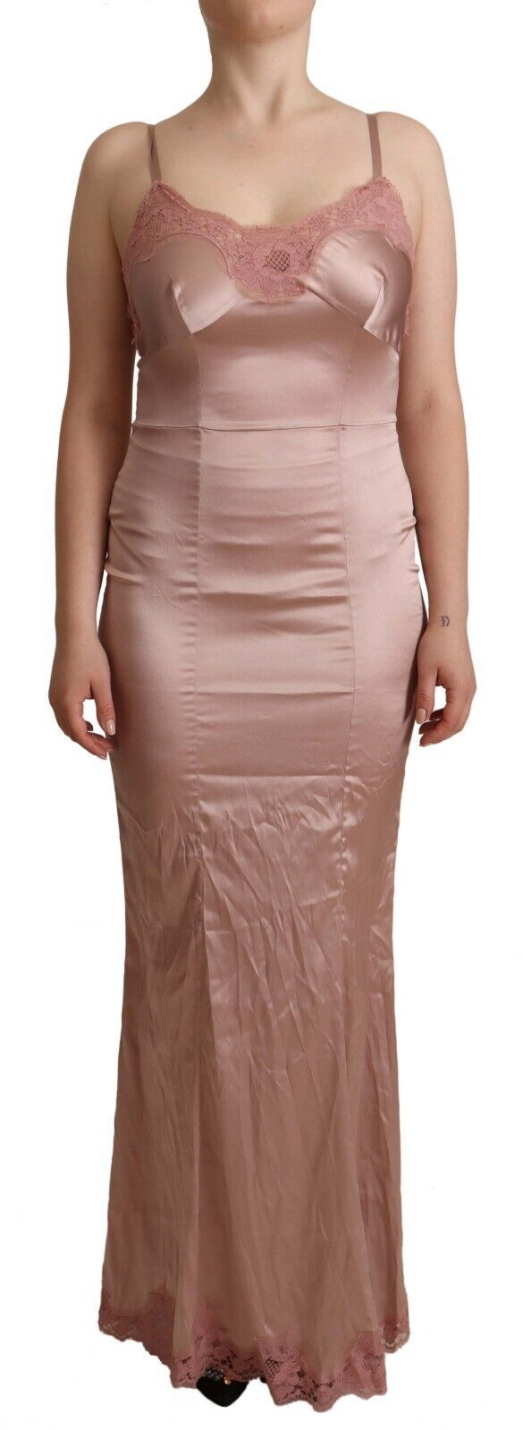  - Elegant Pink Lace Maxi Bodycon Dress