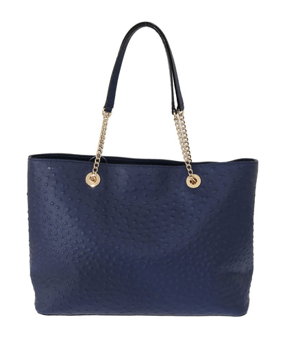  - Elegant Ostrich Leather Handbag in Blue