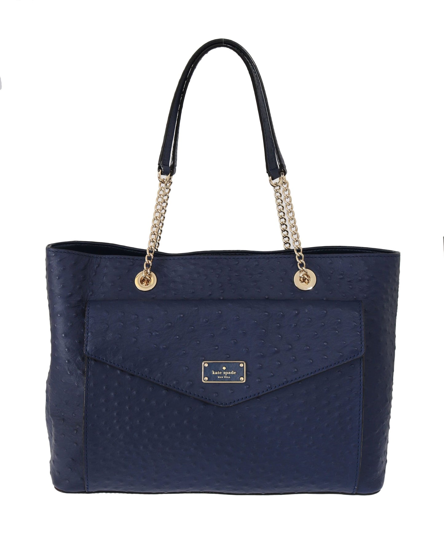  - Elegant Ostrich Leather Handbag in Blue