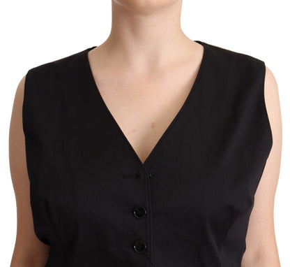  - Chic Buttoned Black Waistcoat