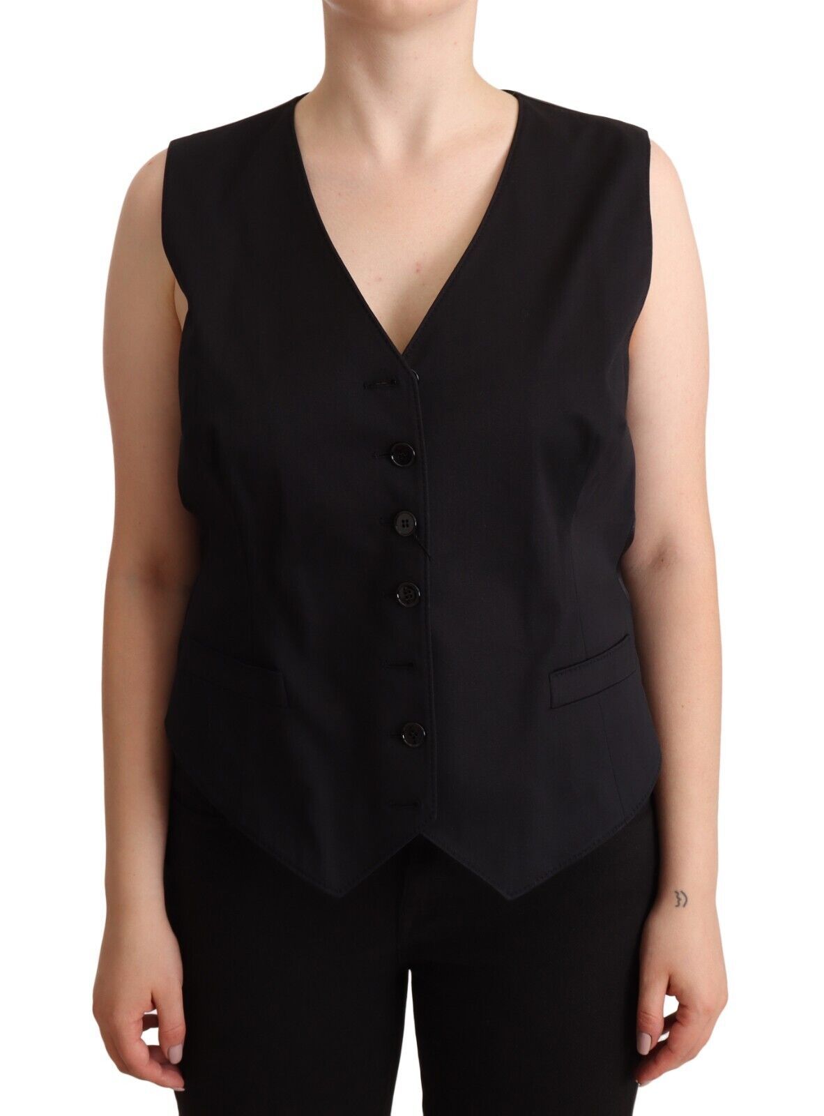  - Chic Buttoned Black Waistcoat