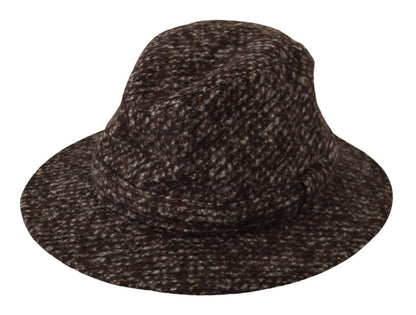  - Elegant Gray Tweed Wide Brim Hat